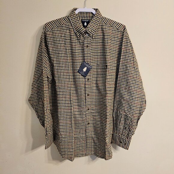 NWT Men's Roundtree & Yorke Portuguese Flannel Check Button Down Shirt Size L - Picture 1 of 6